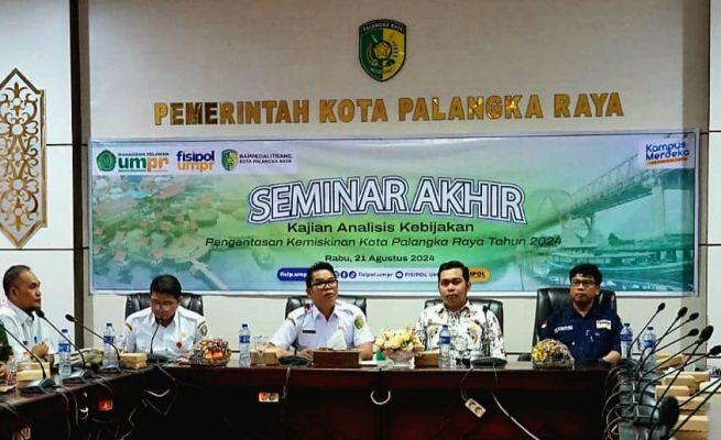 Pemko Palangka Raya menggelar seminar bertajuk 'Kajian Analisis Kebijakan Pengentasan Kemiskinan di Kota Palangka Raya' berkolaborasi dengan Fisip UMPR, Rabu (21/8/2024).