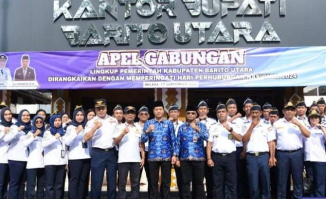 Pemkab Barito Utara Peringati Hari Perhubungan Nasional ke-54 dengan Apel Gabungan