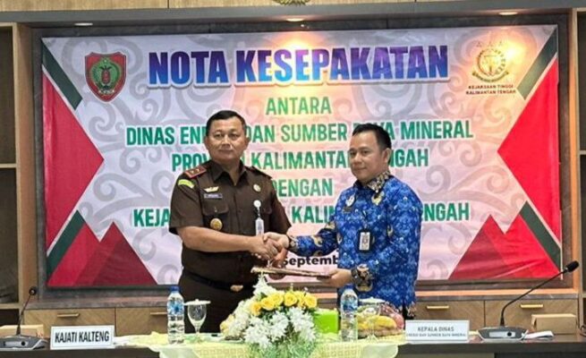 Perkuat Kerja Sama, Kejati Kalteng dan Dinas ESDM Tandatangani Nota Kesepakatan Hukum
