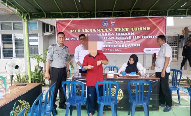 Sinergi Lawan Narkoba, Rutan Buntok Gandeng Polres Barsel Gelar Tes Urine