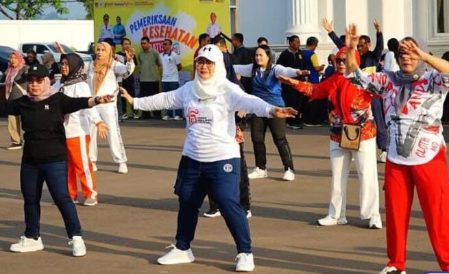 Pj Ketua TP PKK Barito Utara Ajak Hidup Sehat Lewat Senam Bersama