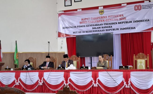 DPRD Gunung Mas Gelar Paripurna Istimewa, Dengarkan Pidato Kenegaraan Presiden Prabowo