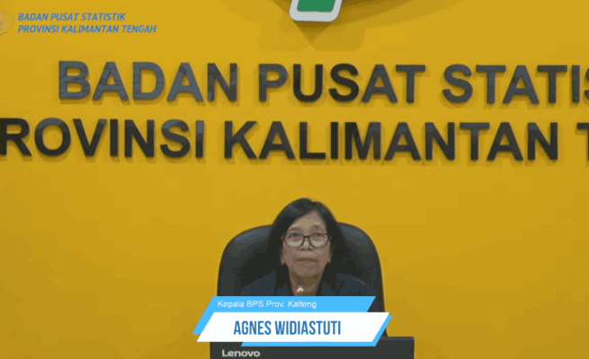 Kepala BPS Provinsi Kalimantan Tengah Agnes Widiastuti saat memaparkan Berita Resmi Statistik